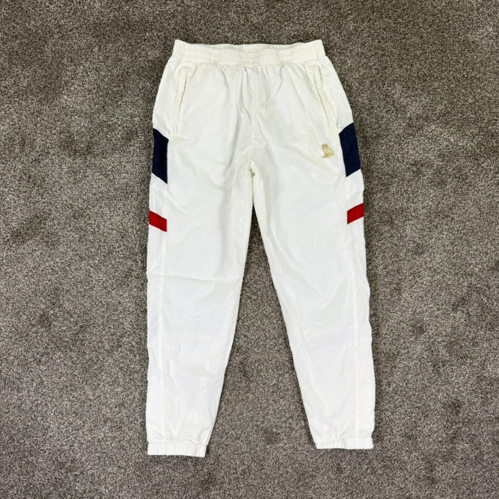 OVO Octobers Very Own Nylon Track Pants Mens Large White Navy Red Stripe